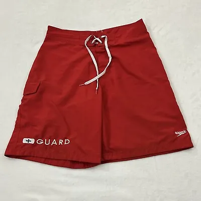 Speedo Lifeguard Beach Pool Red Swim Trunks Board Shorts Men’s Size 30-31 Waist • $11.77