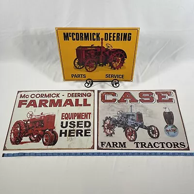 Retro Vintage McCormick Deering FARMALL & Case Farm Metal Tin Signs -Lot Of 3 🚜 • $19.99