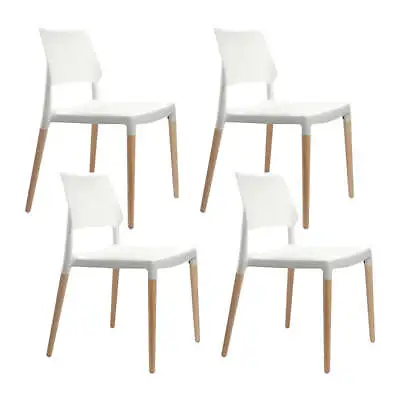 $275.99 • Buy Artiss Set Of 4 Wooden Stackable Dining Chairs - White