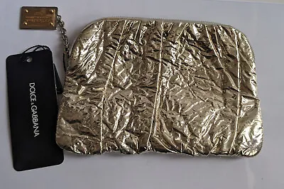 D&G Dolce&Gabbana Purse Cosmetic Pouch Bag Handbag Metallic Gold Original • £145.90