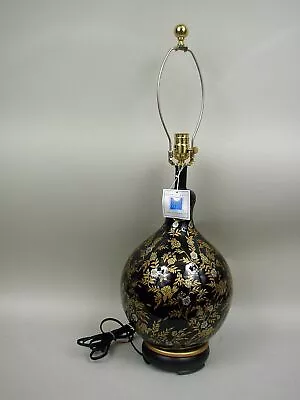 Murray-Feiss 28 1/2  Black/Gold Floral Hand-Painted Porcelain Lamp - Retail $495 • $75