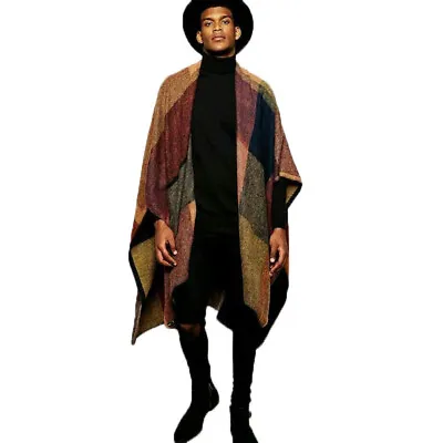 New Mens Trendy Mid-length Loose Casual Jacket Cape Coats Printing Tops Large Sz • $49.49