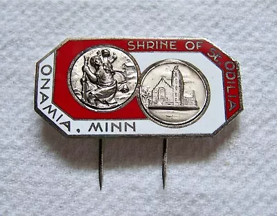 Vintage 1950s SHRINE Of ST. ODILIA St. Christopher Enameled Auto Guide Visor Pin • $24.50