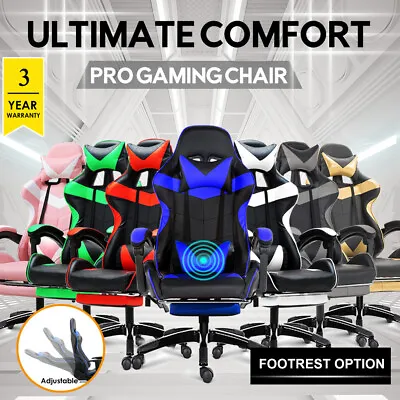 $139.80 • Buy Gaming Chair Office Computer Seating Racing PU Executive Massage Racer Recliner