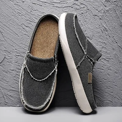 Mens Slip On Slippers With Arch Support Canvas House Slipper Clog Outdoor Shoes • $14.24