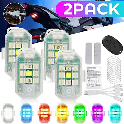 2/4x Rechargeable High Brightness Wireless LED Strobe Lights For Motorcycle Bike • $15.99