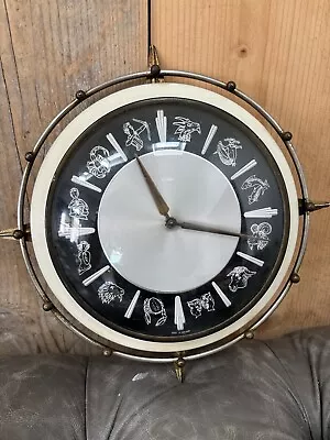 Vintage 28cm Metamec Wall Clock - Zodiac Starsigns Retro Mid Century Sunburst • £29.99