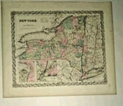 Antique Map New York State 1856 Colton's Maps  Showing Railroads Etc 1st Edition • $74.99