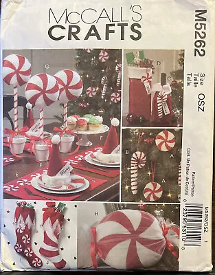 McCall's Crafts Pattern M5262 Red & White Peppermint Candy Christmas Decor Uncut • $15