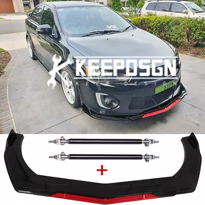 $105.69 • Buy For Mitsubishi Lancer CF CJ Front Bumper Red Lip Splitter Spoiler + Strut Rods