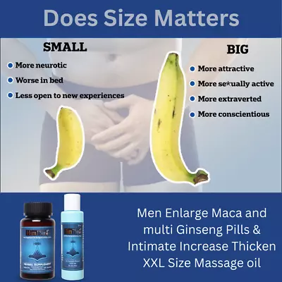 Men Enlarge MacaMulti Ginseng Pills & Increase Thicken XXL Size Massage Oil • $43.99