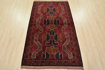 Vintage Tribal Oriental 3’7” X 6’4” Red Wool Traditional Hand-Knotted Area Rug • $225.25