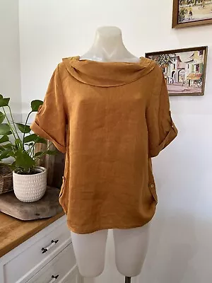ES Made In Italy Mustard Linen Top Size S  • $9