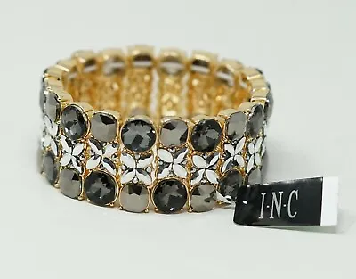 I.N.C. Gold-Tone Dark Crystal Floral Stretch Bracelet • $9.42