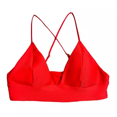 H&M Swimsuit Top Ribbed Size 10 Red Stretch Adjustable Straps Lightly Padded • $10