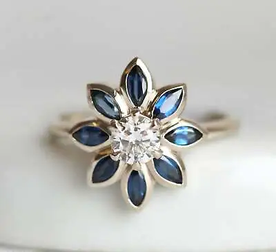 $63 • Buy 2Ct Lab-Created Sapphire & Diamond Women's Engagement Ring 14K White Gold Over