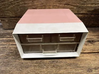 Vintage Pink Small Parts Bin Plastic Storage Cabinets 3 Drawers • $14.99