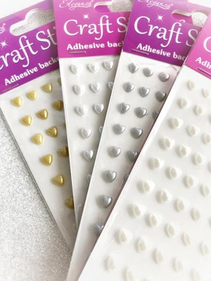 £1.29 • Buy 6mm Pearl Hearts Self Adhesive Stick On Craft Sticker Gems For Wedding Invites