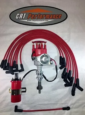 FORD 351W (windsor) RED Small Cap HEI Distributor + 45K COIL + 8MM USA WIRES  • $154.97