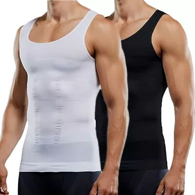 Mens Compression Shirt To Hide Gynecomastia Moobs Slimming Body Shaper Vest Top • $14.79