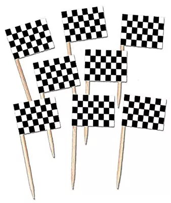 Beistle 50 Piece Checkered Racing Flag Party Food Picks For Race Car Party Sp... • $6.54