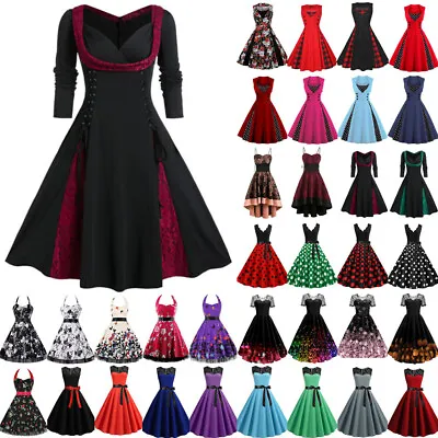 £13.99 • Buy Womens Vintage 50s 60s Retro Rockabilly Fancy Dress Evening Party Swing Dresses