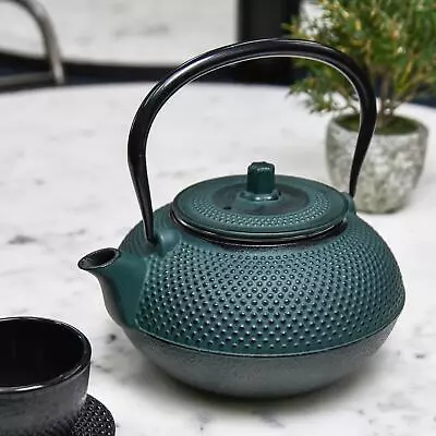 Deluxe Traditional Japanese  Midnight  Green Cast Iron Teapot • £29.99