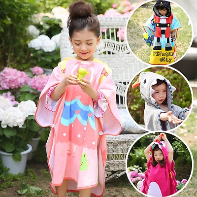 £15.59 • Buy Unisex Kid Child Baby Hooded Poncho Swim Beach Bath Cartoon Towel Wear Bathrobe