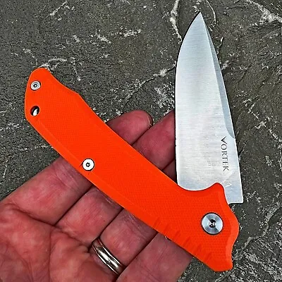 VORTEK ROVER Blaze Orange G10 Tactical D2 Blade Folding EDC Flipper Pocket Knife • $29.99