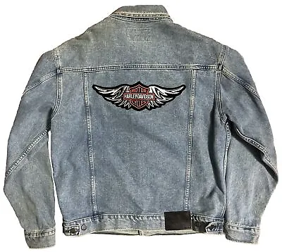 VINTAGE Harley Davidson 100th Anniversary Large Jean Denim Jacket RARE AUTHENTIC • $63.75