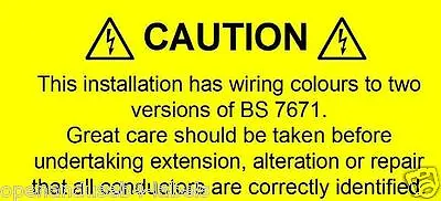 Cable Colour Harmonisation Electrical Harmonised Wiring Labels 50x25mm • £29.95