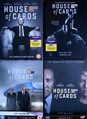 House Of Cards: The Complete Seasons 1 2 3 & 4 On DVD - Kevin Spacey New TV Show • £3.99