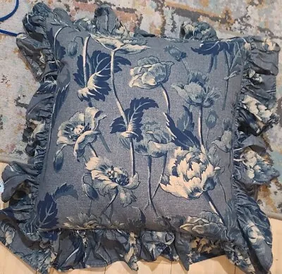 1 Ralph Lauren Donovan Floral Throw Toss Feather Pillow  Vintage Blue & Tan • $25