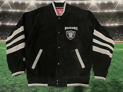 Oakland Raiders Men’s Suede Leather Jacket Mens Sz Large Preowned Black • $125