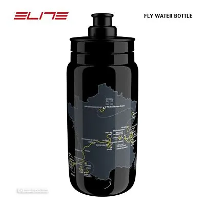 Elite 2023 TOUR DE FRANCE FLY Water Bottle : BLACK MAP 550 Ml • $9.99