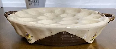 Vintage Speckled Ceramic Deviled Egg Basket Shape Server Used • $29.99