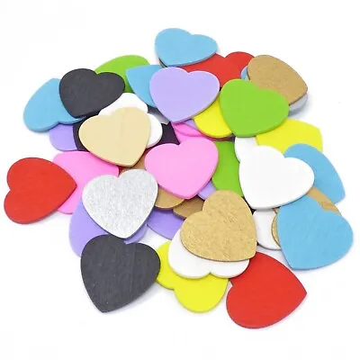 28mm Love Hearts Wooden Shabby Chic Craft Scrapbook Vintage Coloured Hearts • £27.49