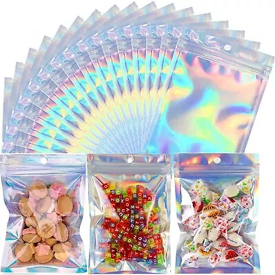 (100) Smell Proof Bags Holographic Foil Packaging Ziplock Bags For Food Storage  • $9.59