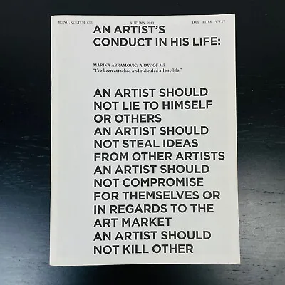 Marina Abramovic Institute: An Artist's Conduct Rare Softcover Paperback Book • $35