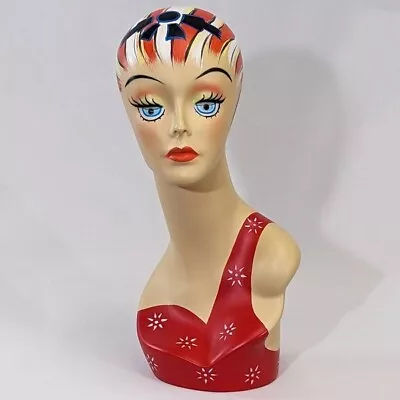 MN-203A Female Mannequin Head Form With Colorful Vintage Style Painted Look • $58.99