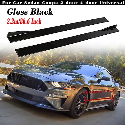 For Ford Mustang Glossy Black 86.6  Side Skirts Rocker Panels Lip Splitters • $49.89