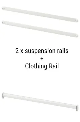 Ikea HJALPA Clothes Rail + 2 Suspension Rails Adjustable/white 60-100x55 Cm • £12.99