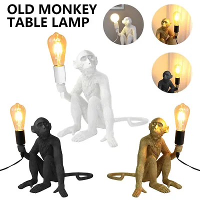 Vintage Animal Table Lamp Monkey Holding Bulb 12.20Inch LED Bedside Desk Bulb • $39.37
