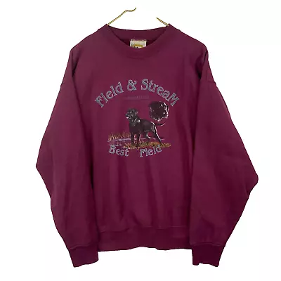Vintage Wildlife Dogs Sweatshirt Crewneck Large Field & Stream Red Made Usa 90s • $33.99