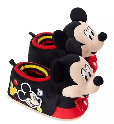 MICKEY MOUSE DISNEY JUNIOR Plush Rubber Bottom Slippers Toddler's Size 9-10 NWT • $17.09