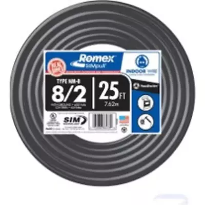Southwire 8/2 AWG Gauge 25ft Indoor Electrical Copper Wire Ground Romex Cable • $87.70