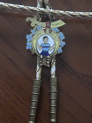 Vintage Masonic Freemason Shriners Bolo Bola Tie Forget Me Not • $12.50