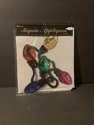 Vintage Wangs Int'l Christmas Christmas Lights Sequin Beads Applique Patch 6.5  • $12