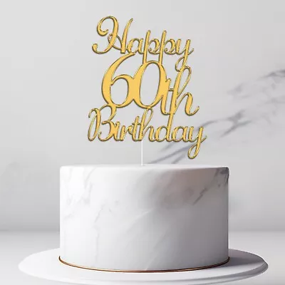 Personalised Happy Birthday Acrylic Cake Topper Any Age 16 18th 21st 30th 50th • £1.49