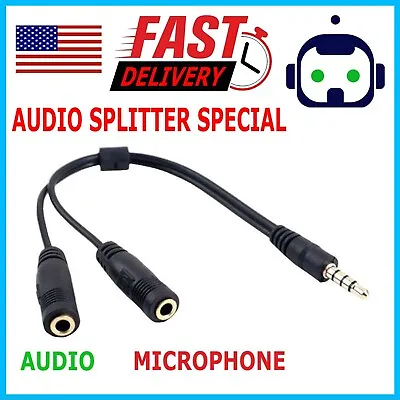 $2.45 • Buy 3.5mm AUX Audio Mic Splitter 1 Male To 2 Female Gold Plated Headphone Cable